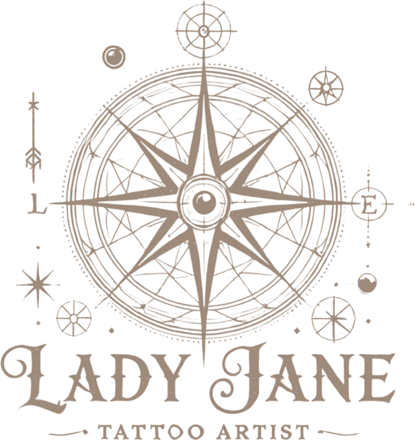 Lady Jane Tattoo Artist — compass emblem