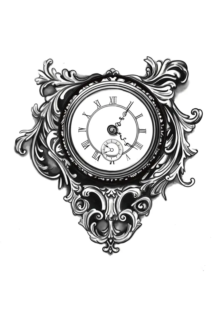 Ornate baroque clock illustration